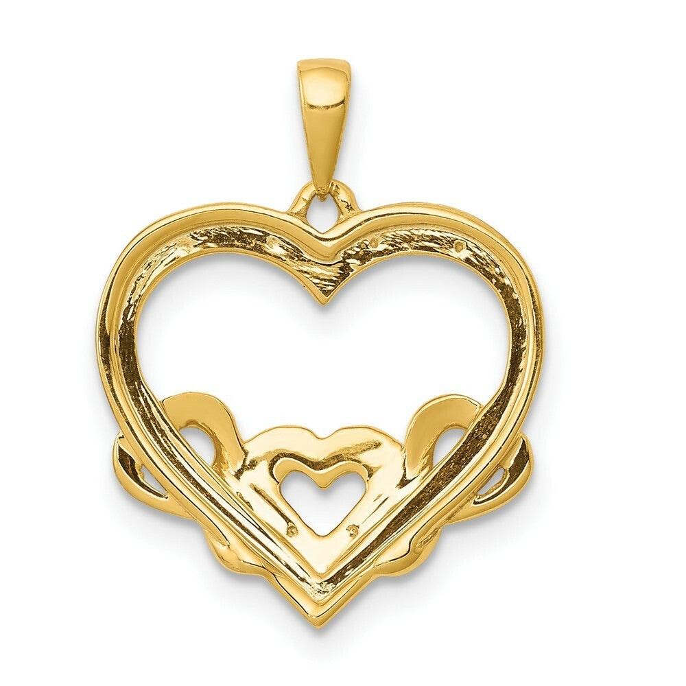 14K Yellow Gold .028-Carat Diamond Accent Double Heart Pendant
