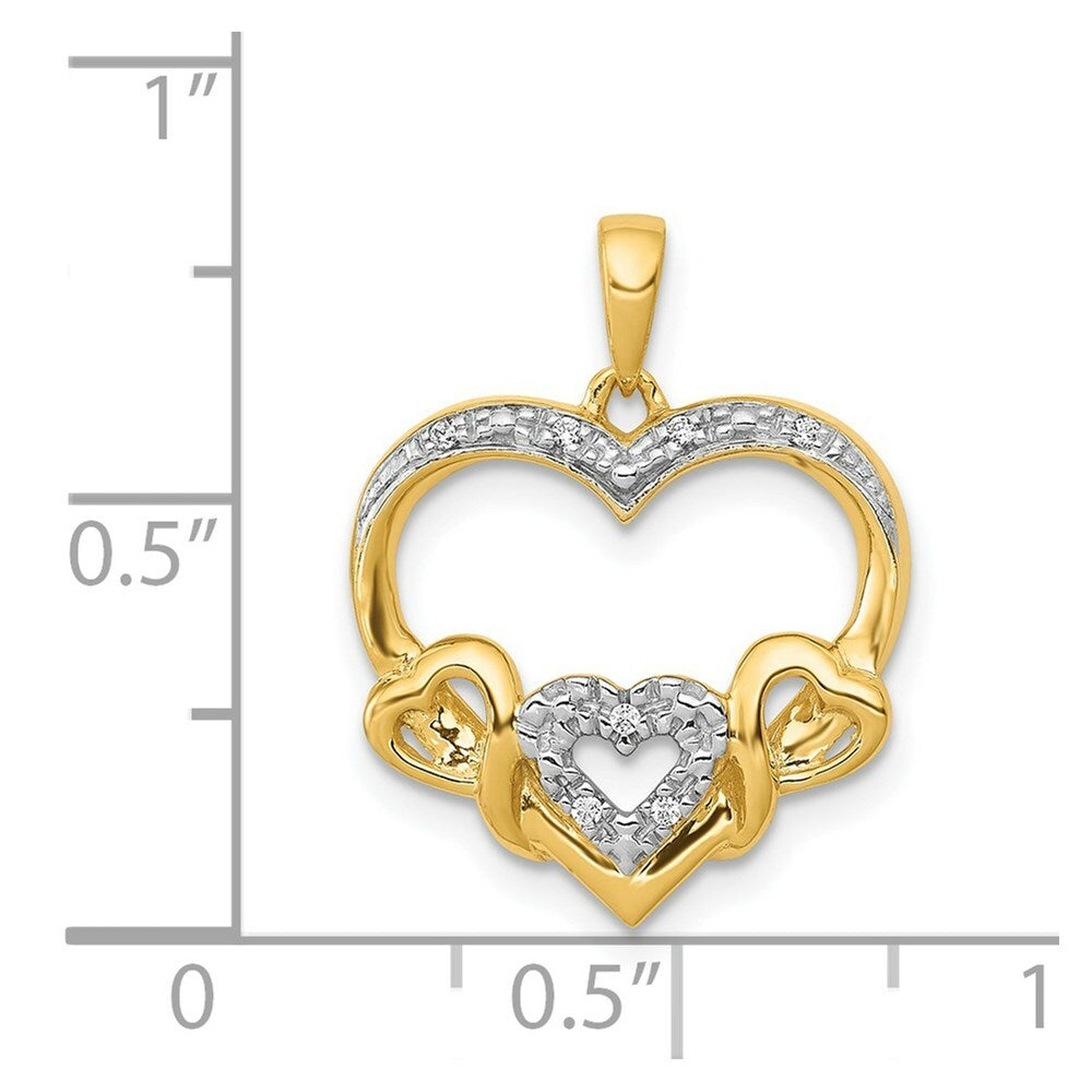 14K Yellow Gold .028-Carat Diamond Accent Double Heart Pendant