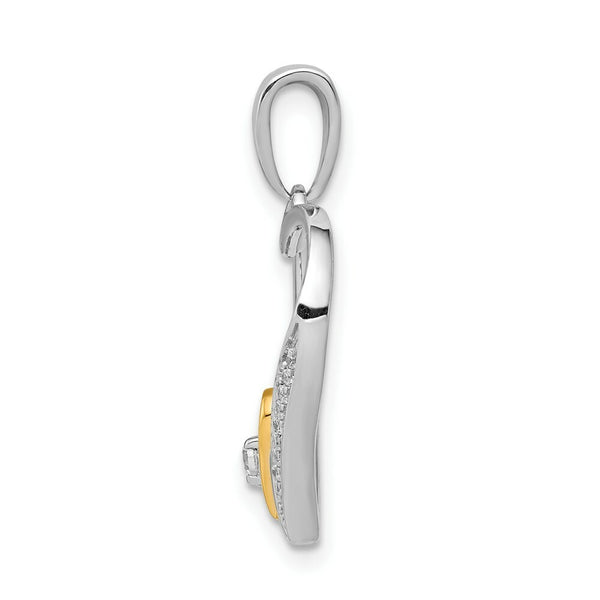 14K Two-tone Gold 1/20-Carat tw Diamond Double Heart Pendant