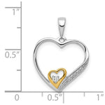 Load image into Gallery viewer, 14K Two-tone Gold 1/20-Carat tw Diamond Double Heart Pendant
