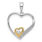 Load image into Gallery viewer, 14K Two-tone Gold 1/20-Carat tw Diamond Double Heart Pendant
