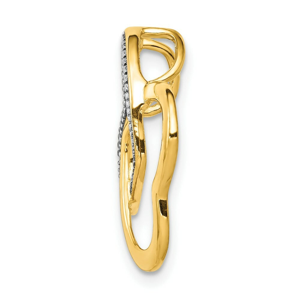 14K Yellow Gold .01-Carat Diamond Accent Double Heart Slide Pendant