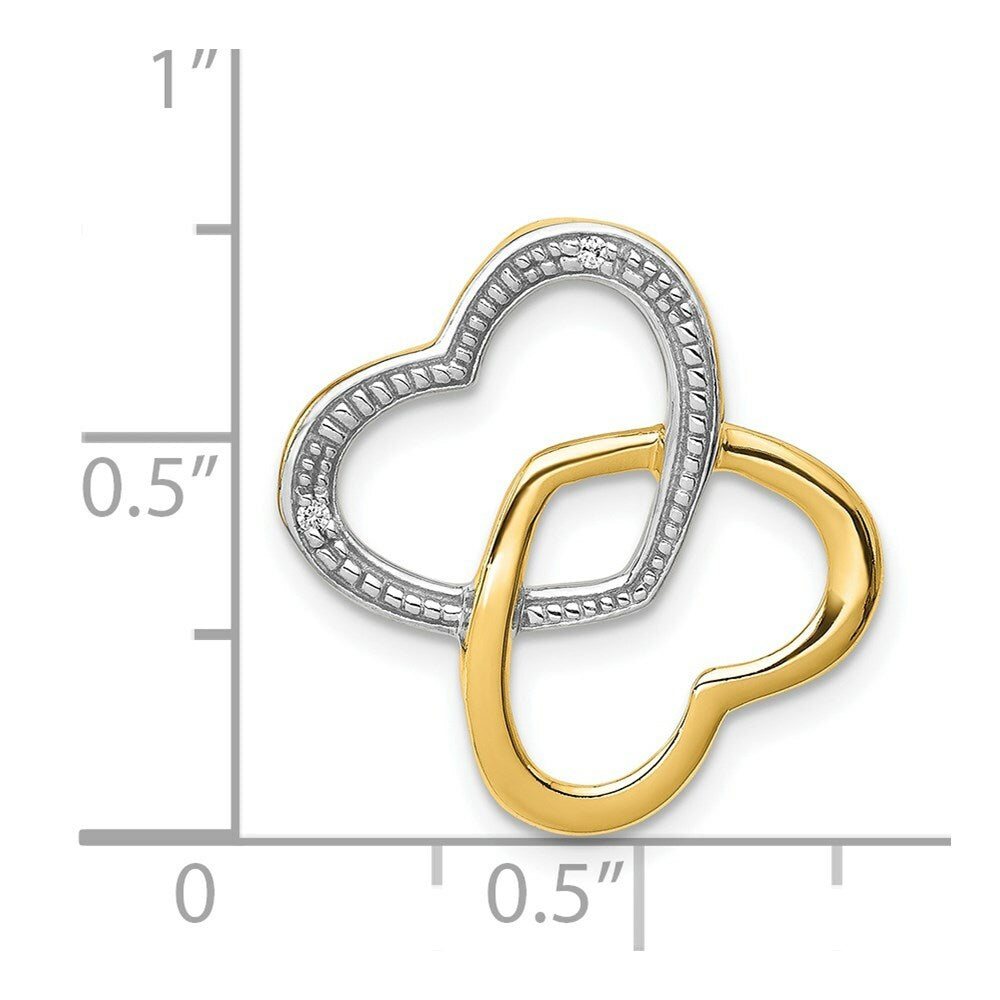 14K Yellow Gold .01-Carat Diamond Accent Double Heart Slide Pendant