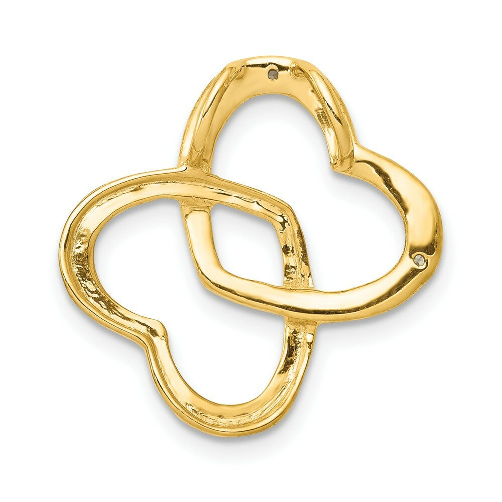 14K Yellow Gold .01-Carat Diamond Accent Double Heart Slide Pendant
