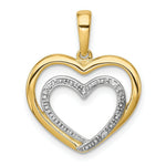 Load image into Gallery viewer, 14K Yellow Gold Diamond Accent and Rhodium Double Heart Pendant
