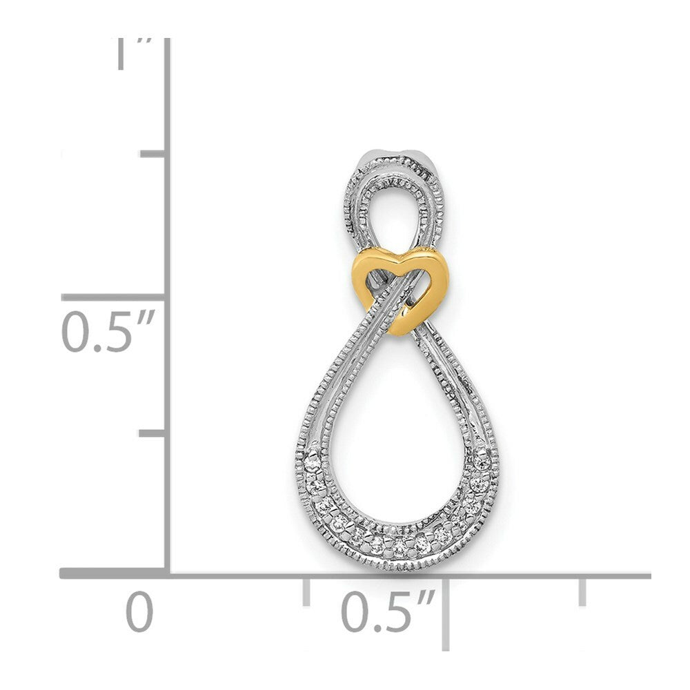 14K Two-tone Gold Diamond Infinity with Heart Pendant 1/20-Carat