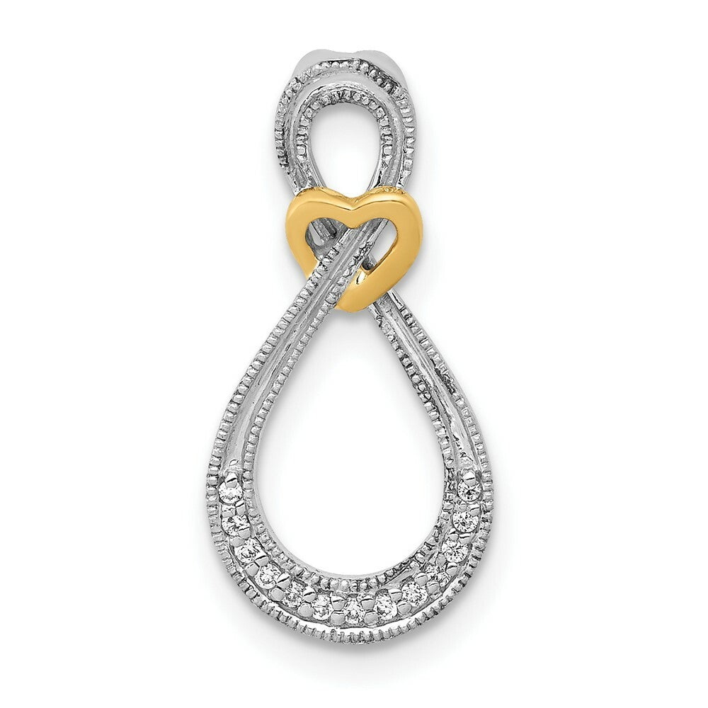 14K Two-tone Gold Diamond Infinity with Heart Pendant 1/20-Carat