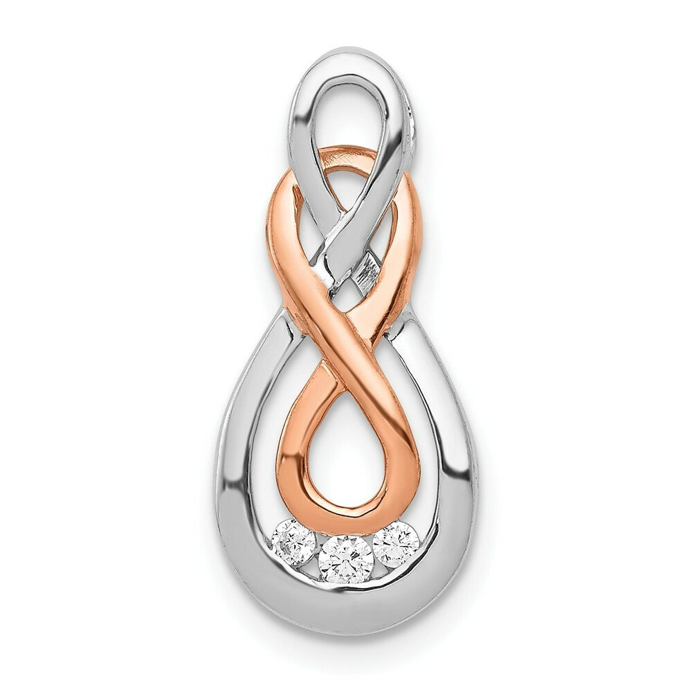 14K Two-tone Gold Diamond Infinity Symbol Pendant 1/15-Carat