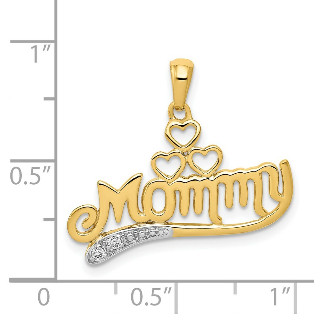 14K Yellow Gold Polished .02-Carat Diamond Accent Accent Mommy Pendant