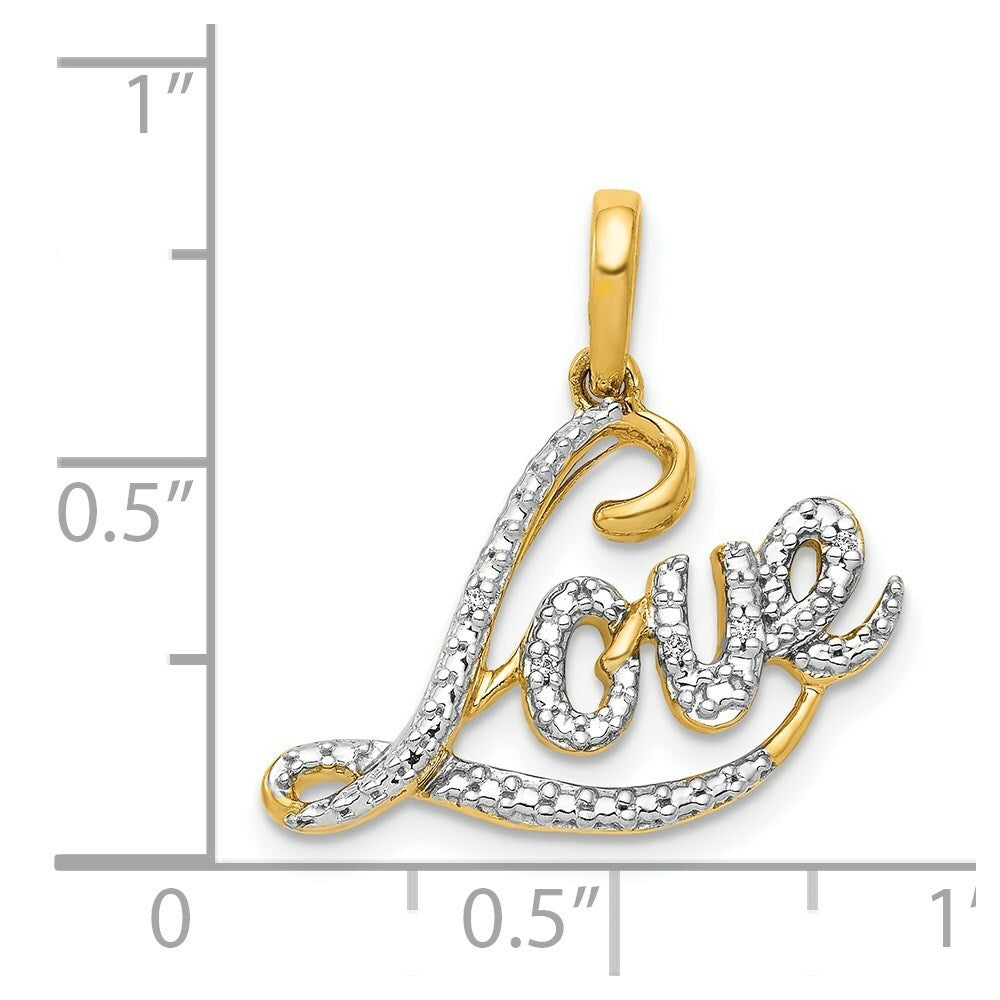 14K Yellow Gold .015-Carat Diamond Accent Love Pendant