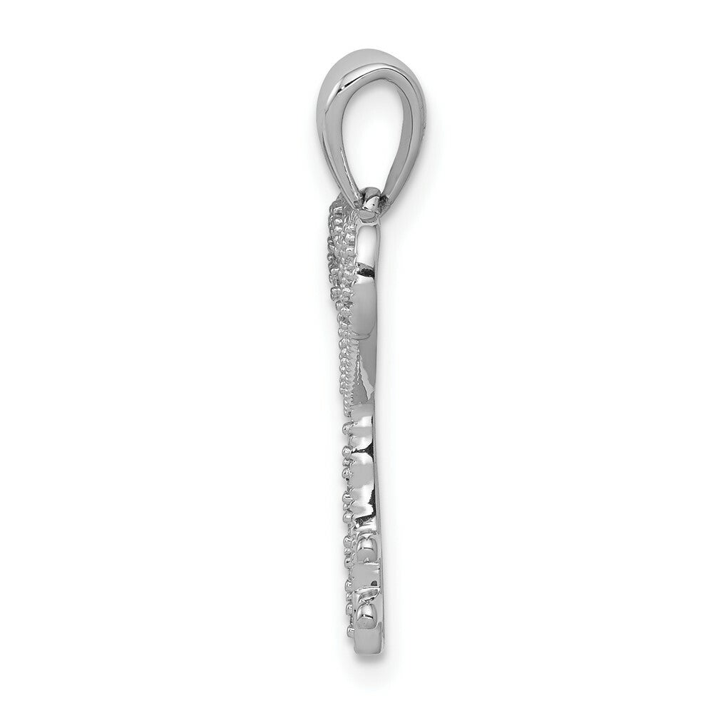 14K White Gold Diamond Heart Key Pendant 1/15-Carat