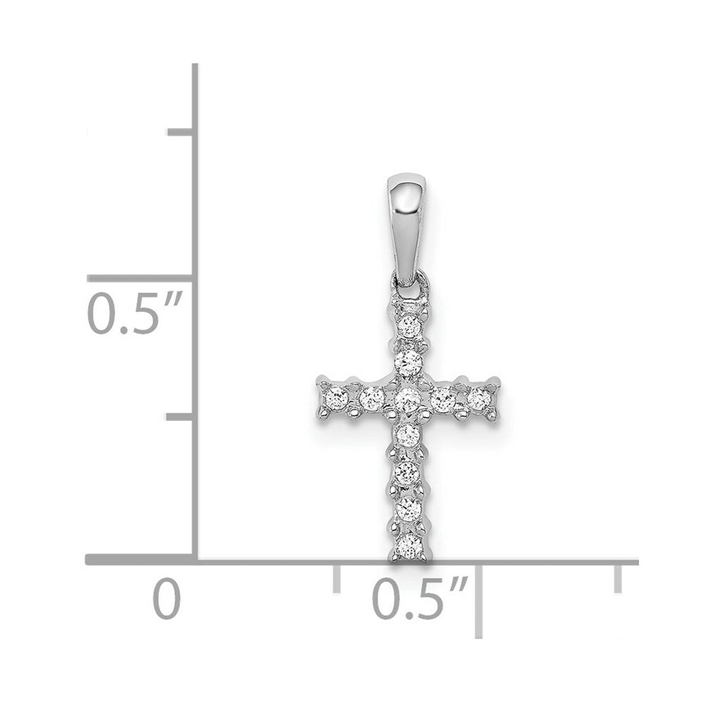 14K White Gold Diamond Cross Pendant 1/15-Carat