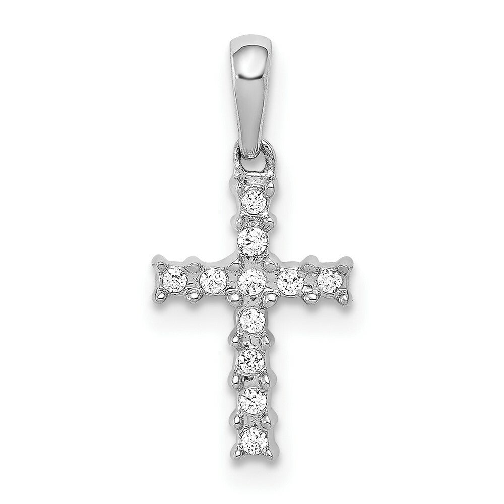 14K White Gold Diamond Cross Pendant 1/15-Carat