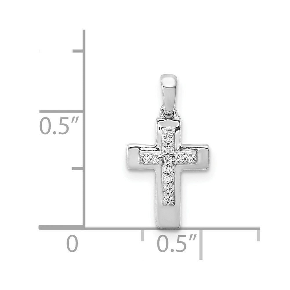 14K White Gold .04-Carat Diamond Accent Cross Pendant