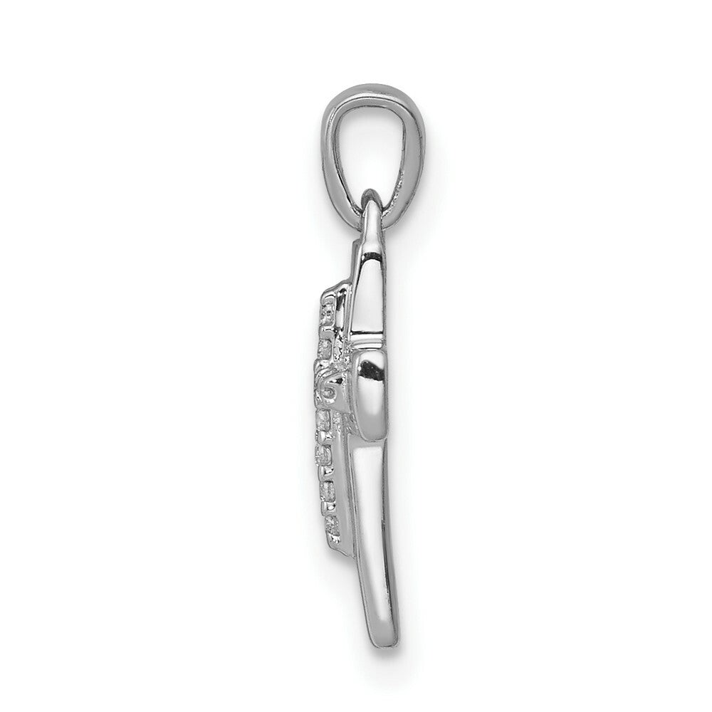 14K White Gold .04-Carat Diamond Accent Cross Pendant