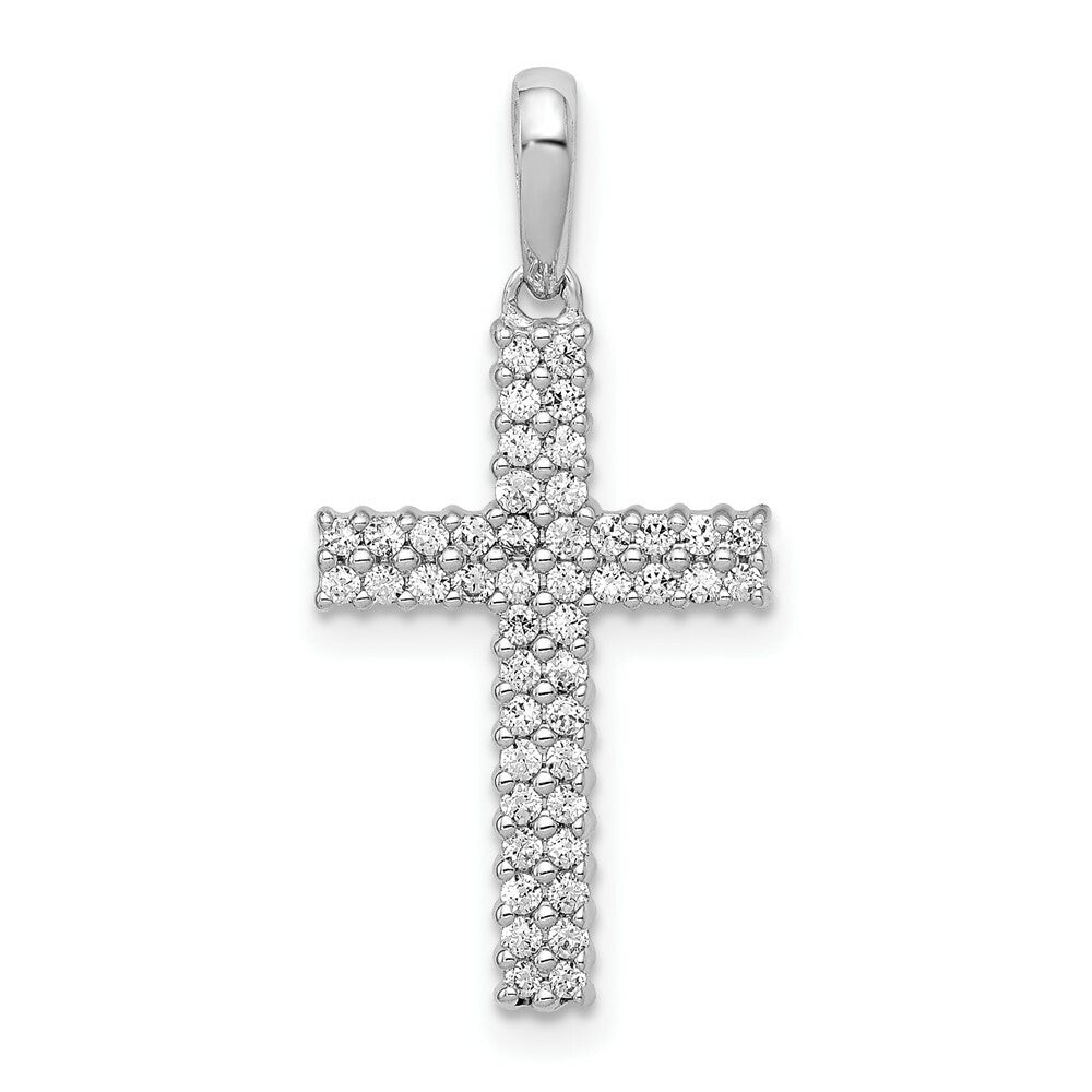 14K White Gold 1/4-Carat Diamond Cross Pendant