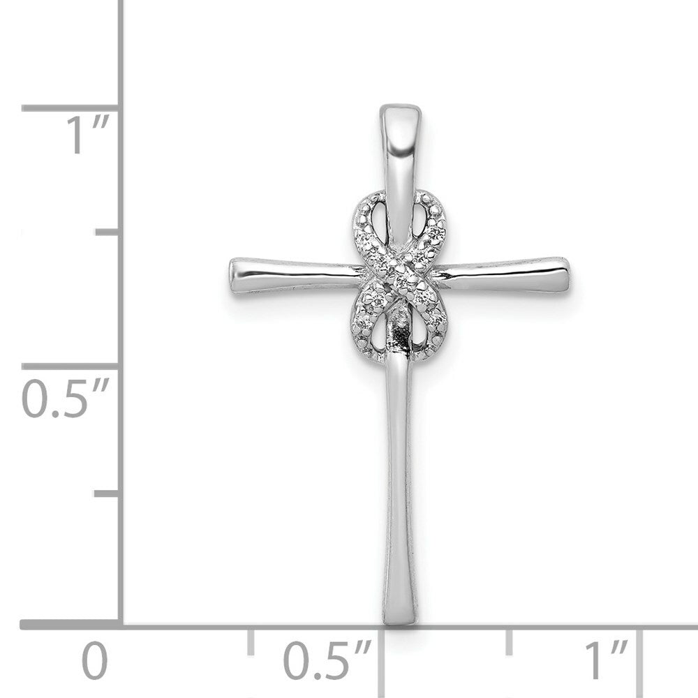 14K White Gold .036-Carat Diamond Accent Infinity Cross Chain Slide Pendant