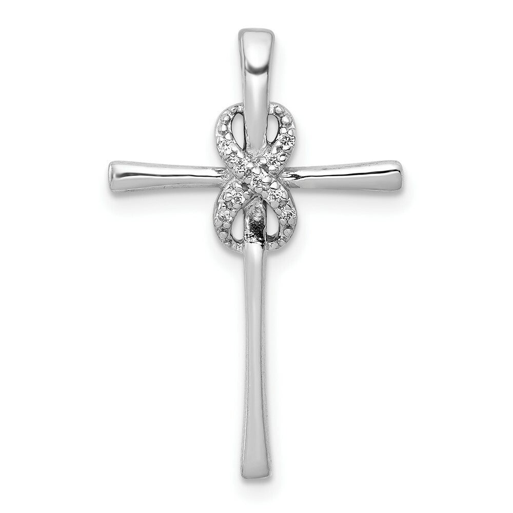 14K White Gold .036-Carat Diamond Accent Infinity Cross Chain Slide Pendant