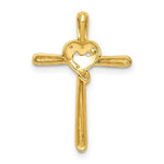 Load image into Gallery viewer, 14K Yellow Gold .02-Carat Diamond Accent Heart Cross Chain Slide
