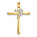 Load image into Gallery viewer, 14K Yellow Gold .02-Carat Diamond Accent Heart Cross Chain Slide
