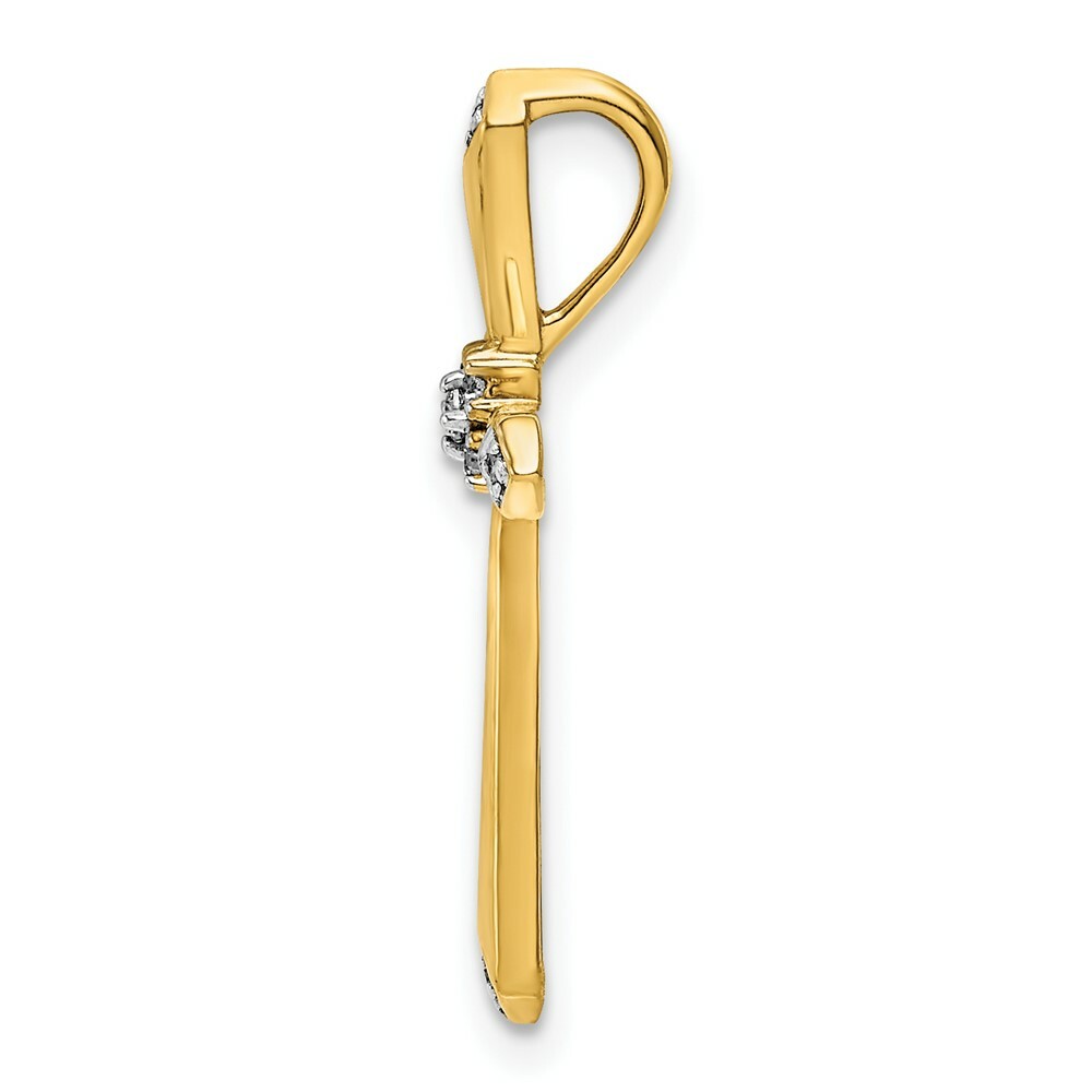 14K Yellow Gold Diamond Accent Cross Pendant 1/20-Carat