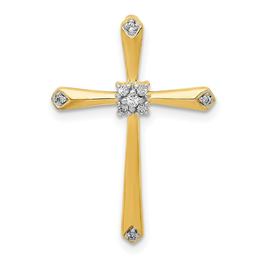 14K Yellow Gold Diamond Accent Cross Pendant 1/20-Carat