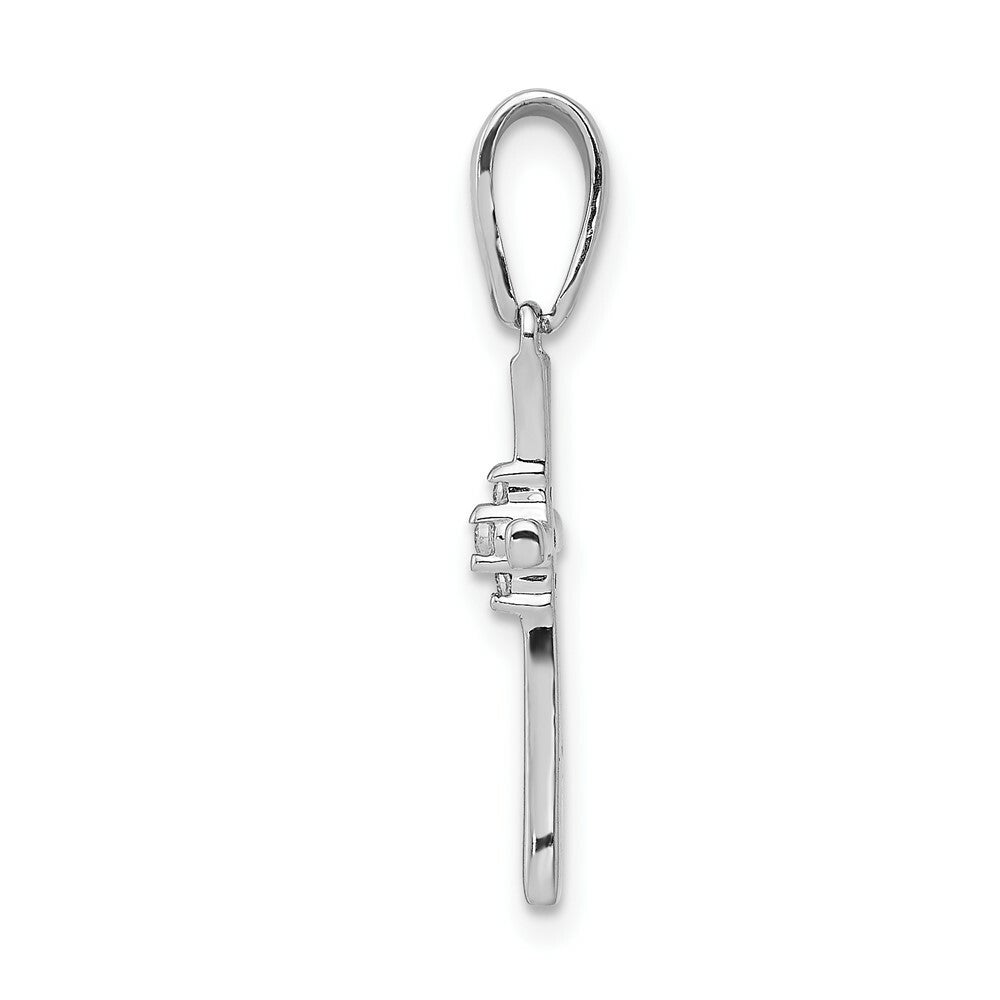 14K White Gold .02-Carat Diamond Accent Cross Pendant