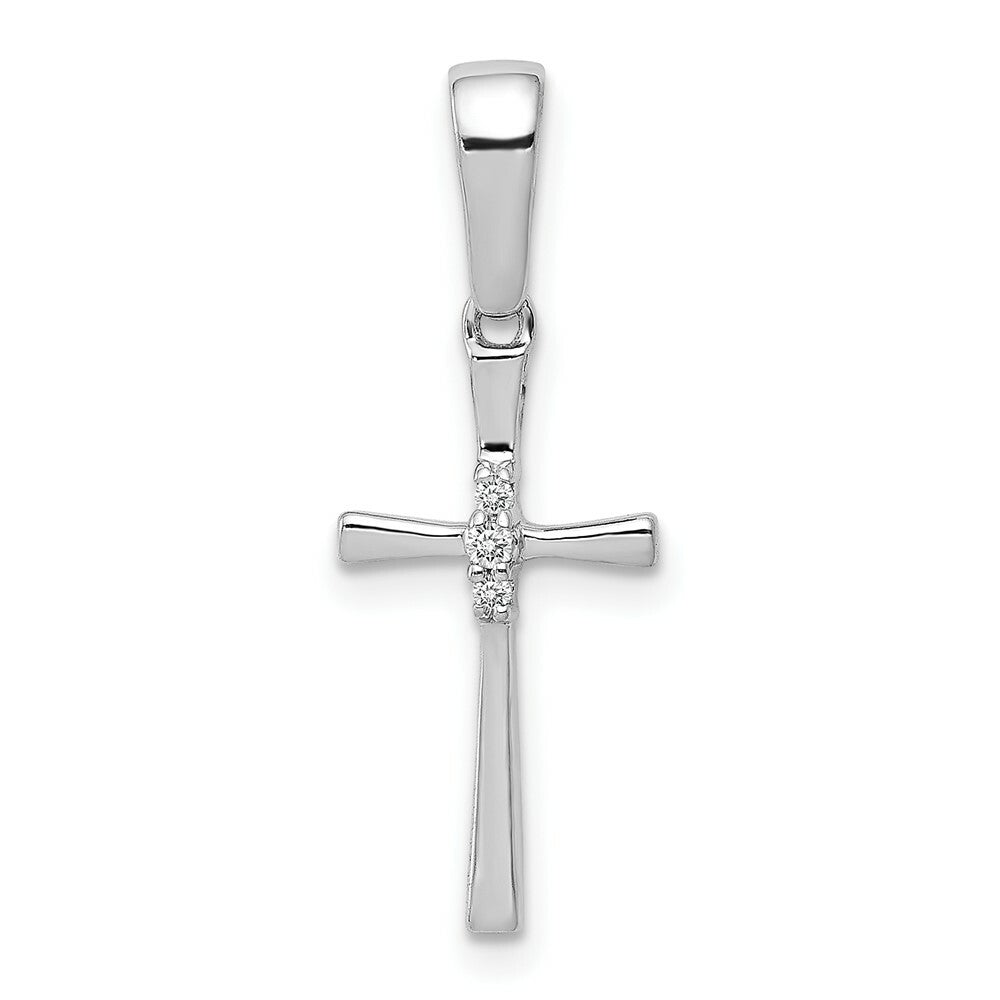 14K White Gold .02-Carat Diamond Accent Cross Pendant