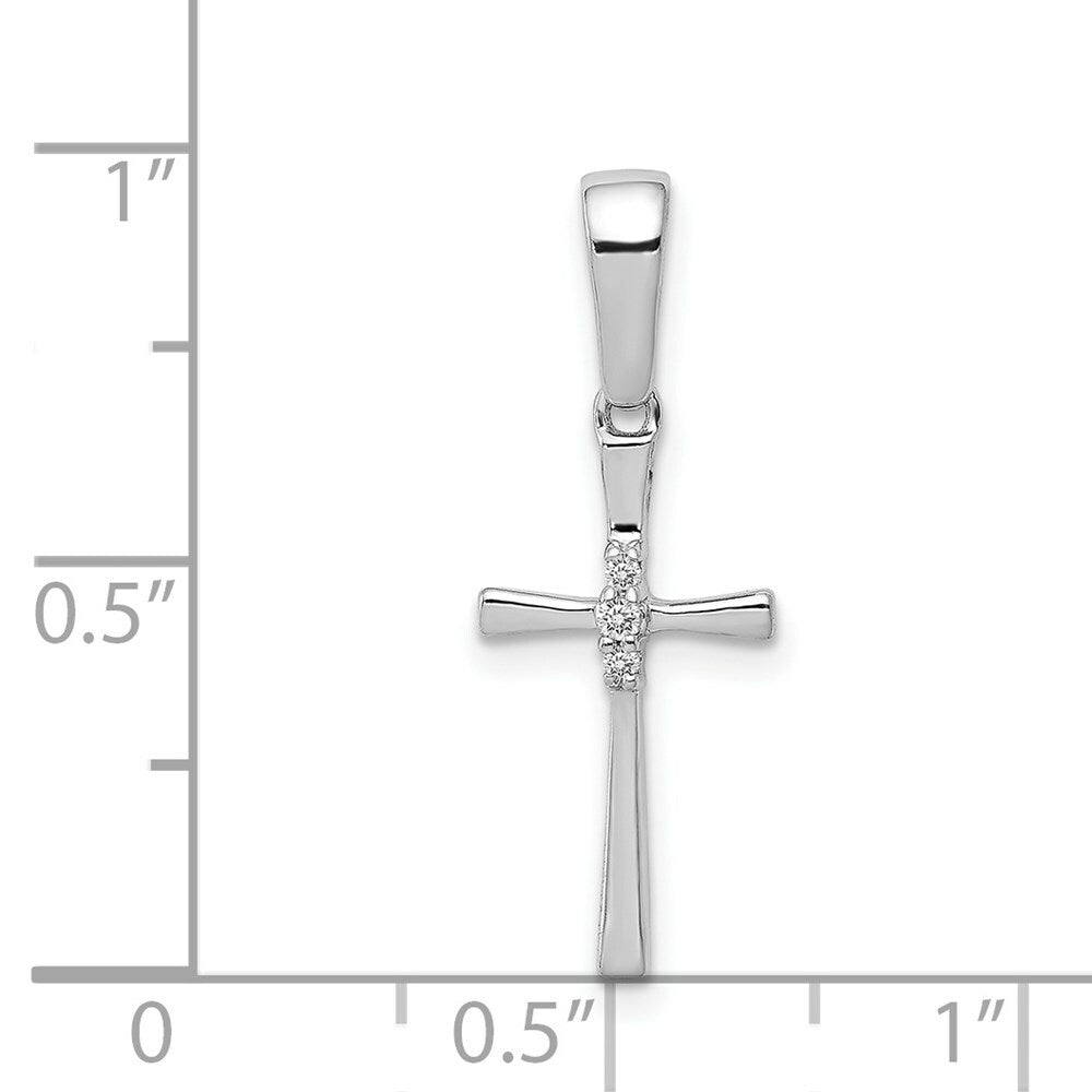 14K White Gold .02-Carat Diamond Accent Cross Pendant