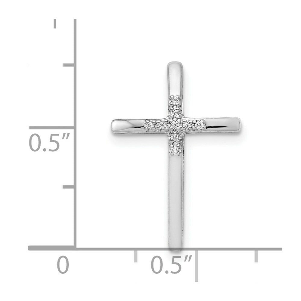 14K White Gold .027-Carat Diamond Accent Cross Chain Slide Pendant