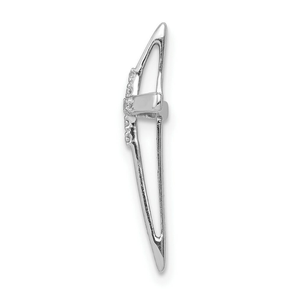 14K White Gold .027-Carat Diamond Accent Cross Chain Slide Pendant
