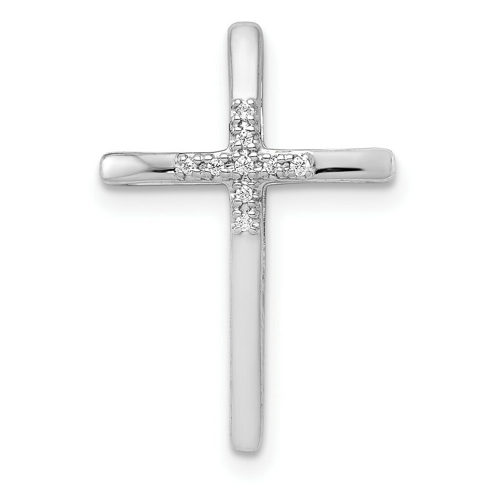 14K White Gold .027-Carat Diamond Accent Cross Chain Slide Pendant