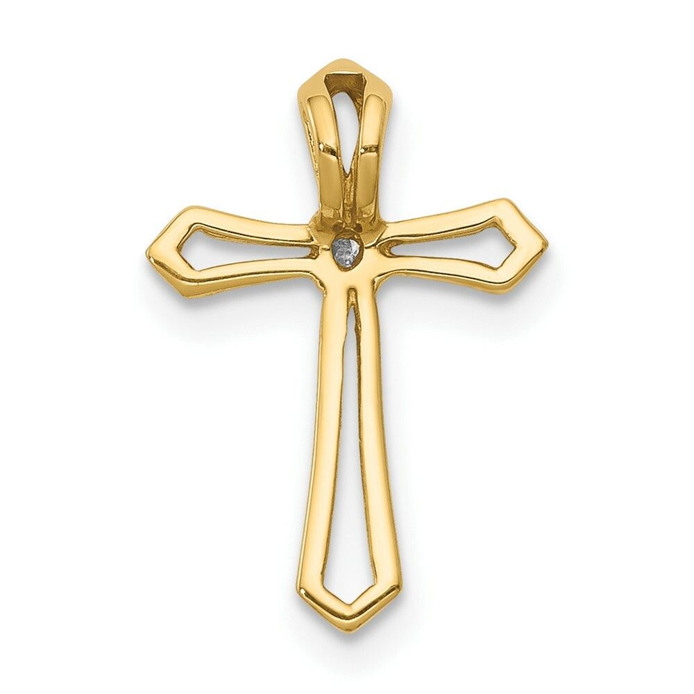 14K Yellow Gold .015-Carat Diamond Accent Cross Pendant