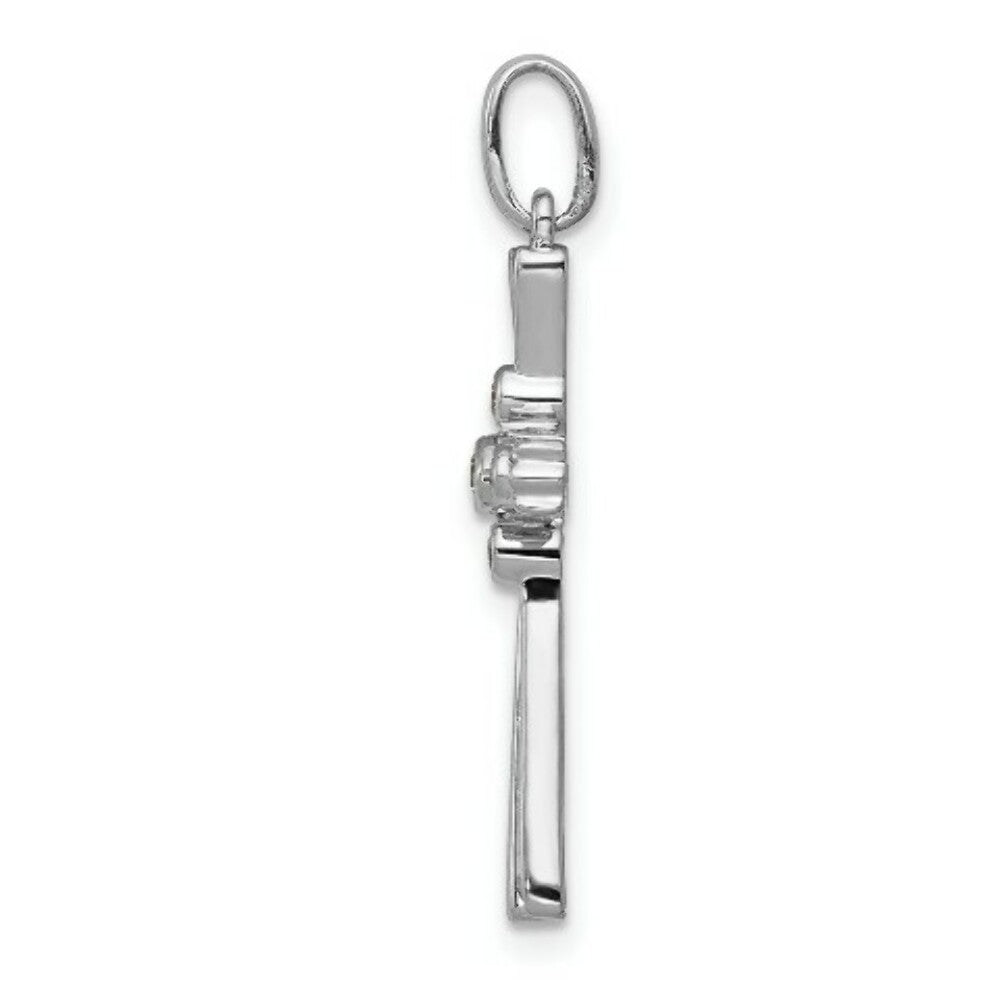 14K White Gold Diamond Cross Pendant 1/15-Carat