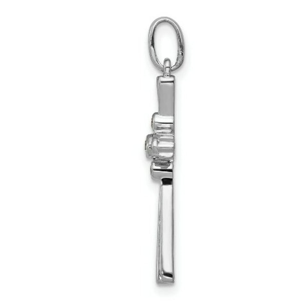 14K White Gold Diamond Cross Pendant 1/15-Carat
