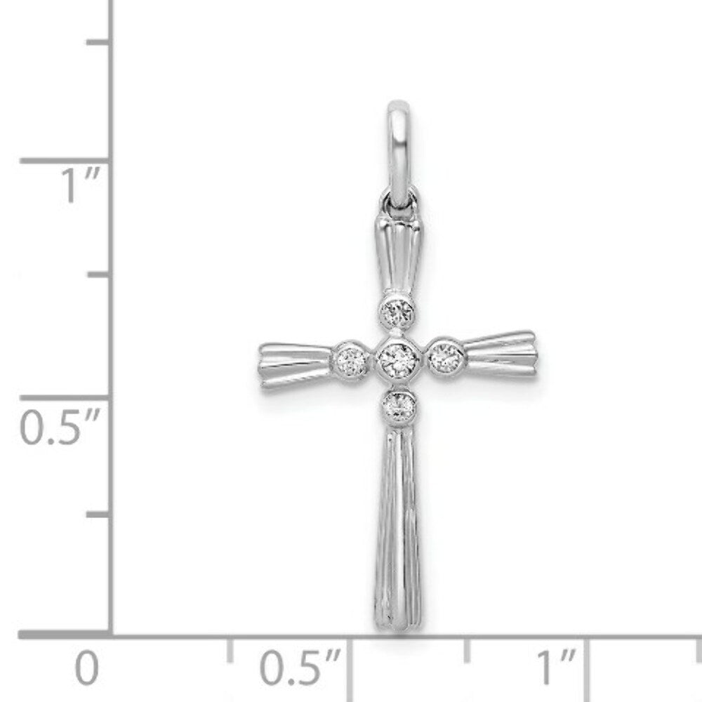 14K White Gold Diamond Cross Pendant 1/15-Carat