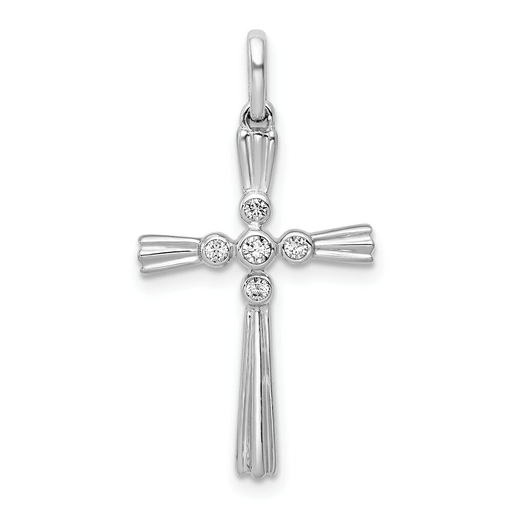 14K White Gold Diamond Cross Pendant 1/15-Carat