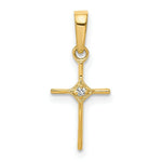 Load image into Gallery viewer, 14K Yellow Gold Small .01-Carat Diamond Accent Cross Pendant
