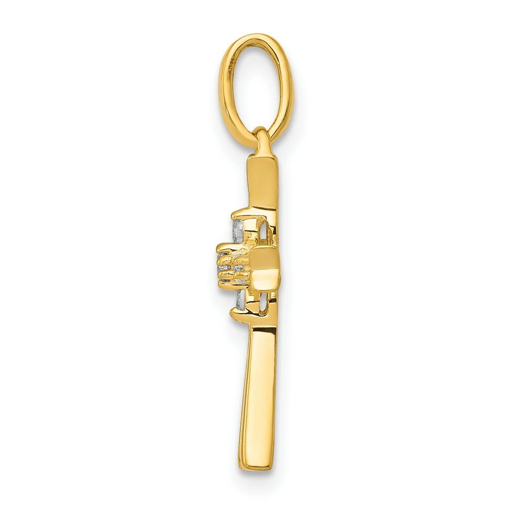14K Yellow Gold Diamond Cross Pendant 1/12-Carat