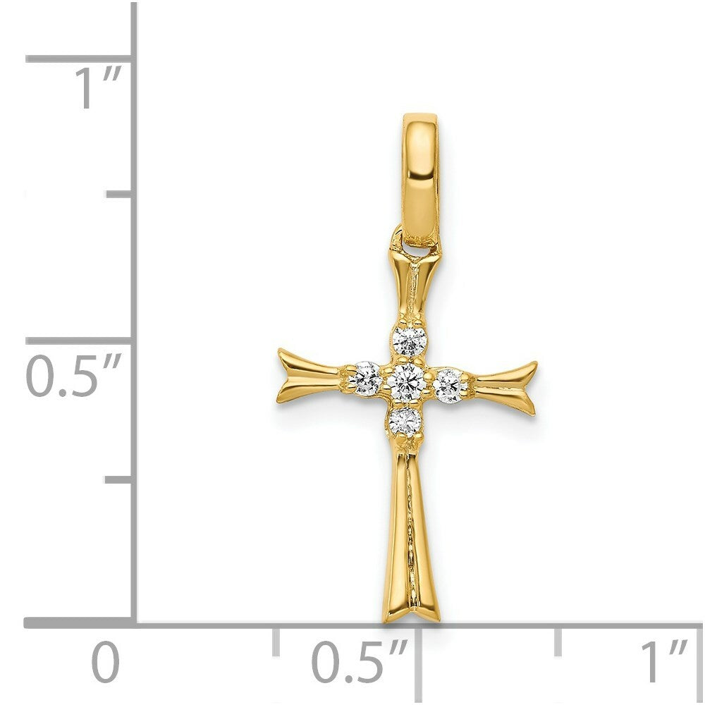 14K Yellow Gold Diamond Cross Pendant 1/12-Carat