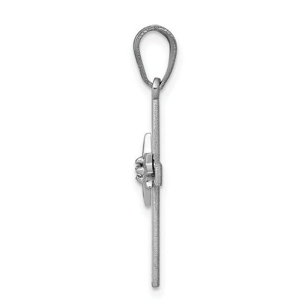 14K White Gold .01-Carat Diamond Accent Cross Pendant