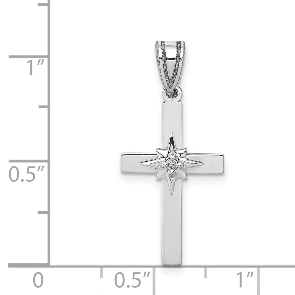 14K White Gold .01-Carat Diamond Accent Cross Pendant