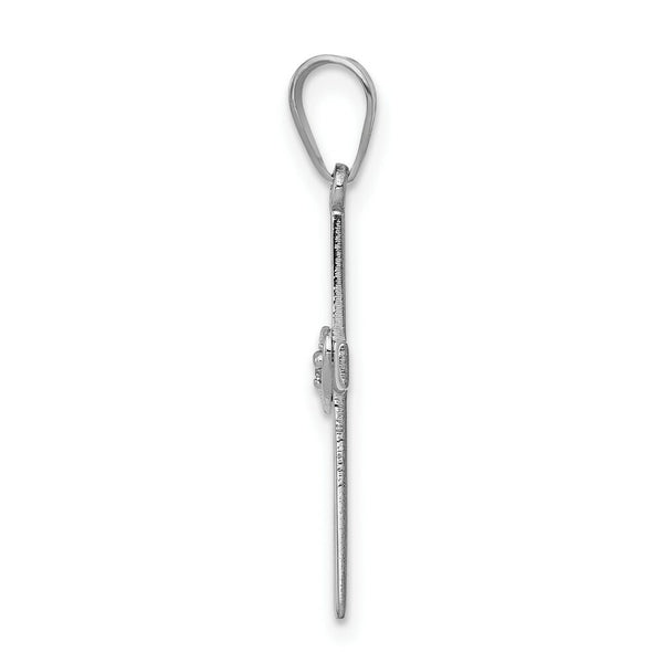 14K White Gold .01-Carat Diamond Accent Heart Cross Pendant