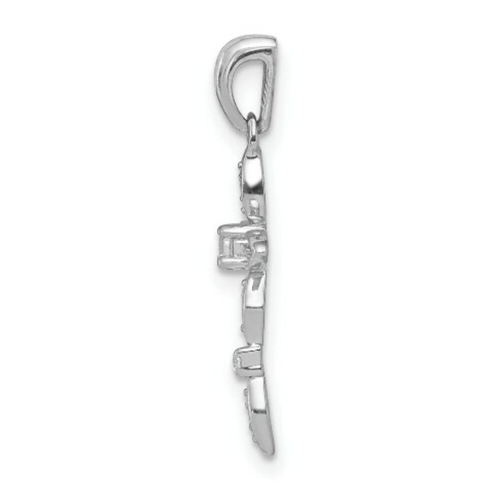 14K White Gold Diamond Cross Pendant 1/20-Carat