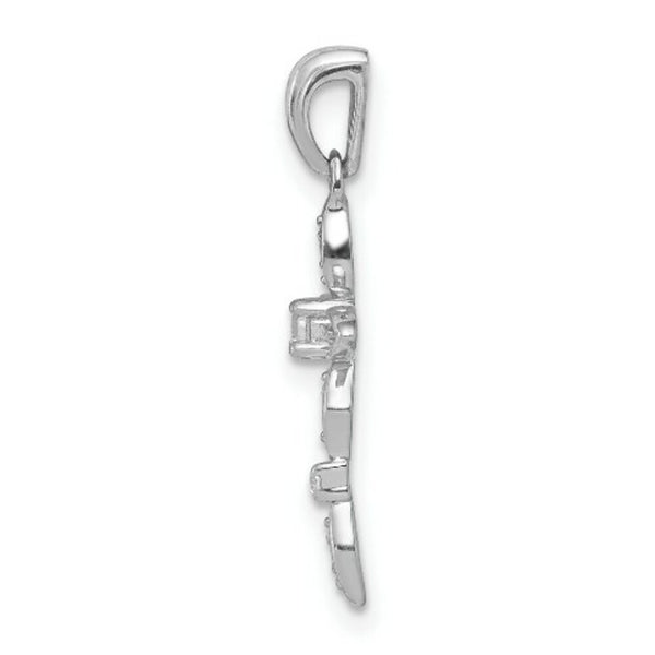 14K White Gold Diamond Cross Pendant 1/20-Carat