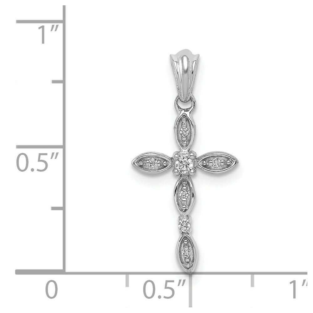 14K White Gold Diamond Cross Pendant 1/20-Carat