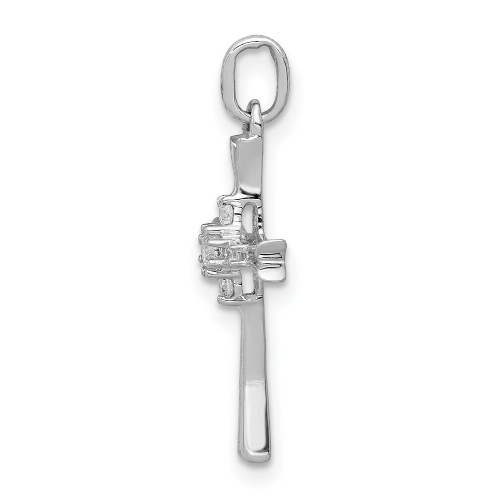 14K White Gold Diamond Cross Pendant 1/12-Carat