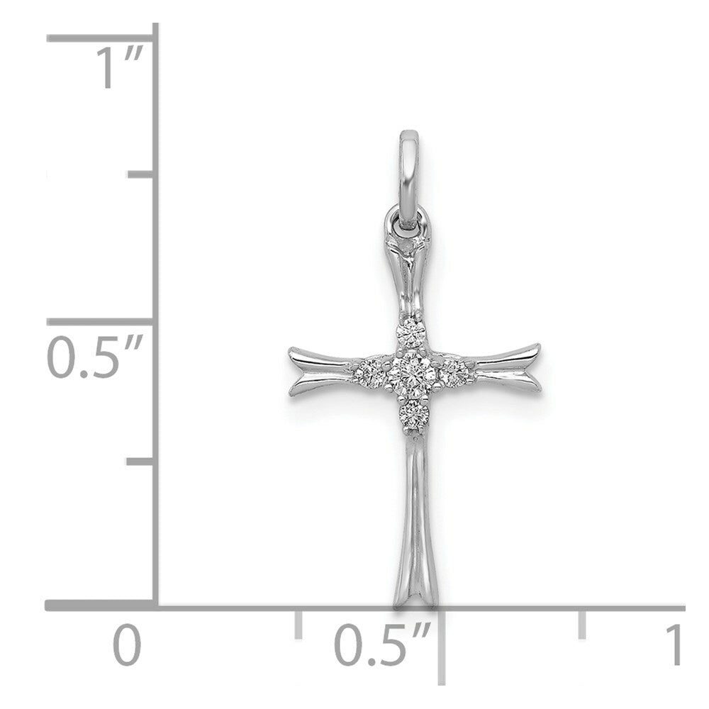 14K White Gold Diamond Cross Pendant 1/12-Carat