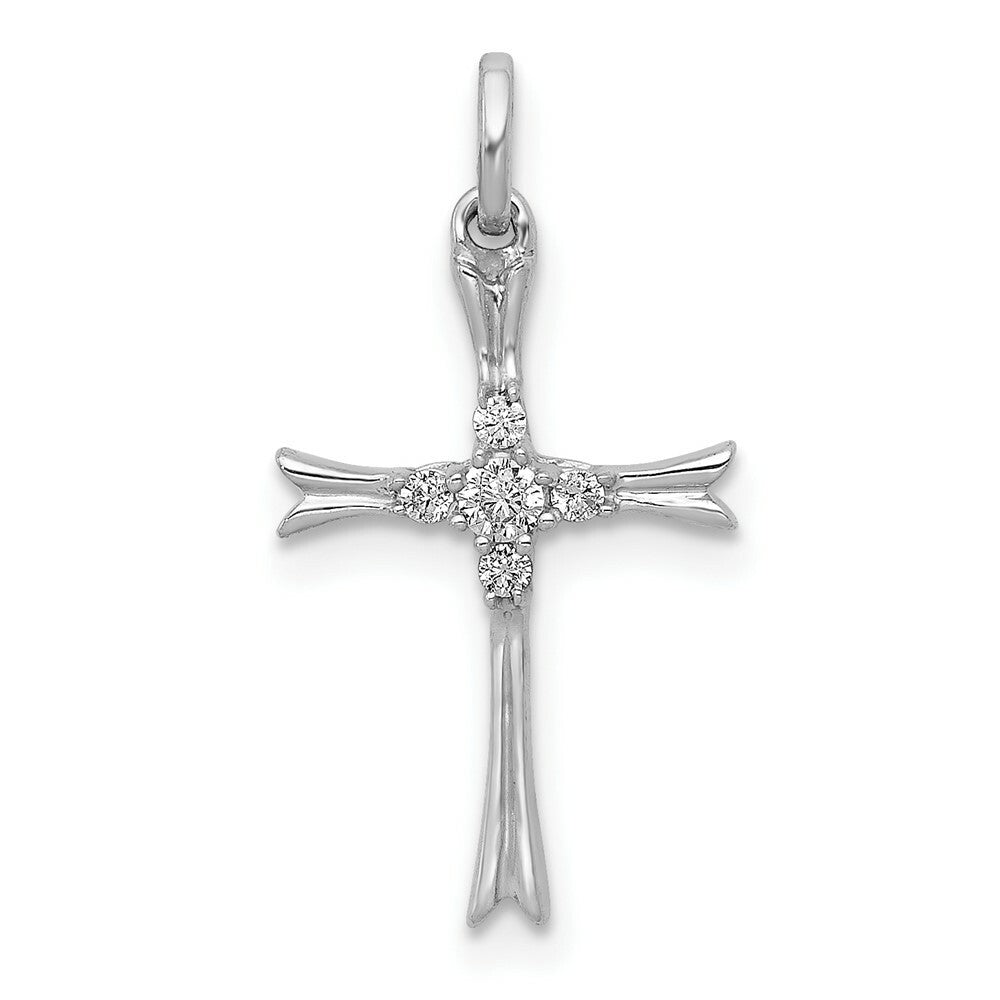 14K White Gold Diamond Cross Pendant 1/12-Carat