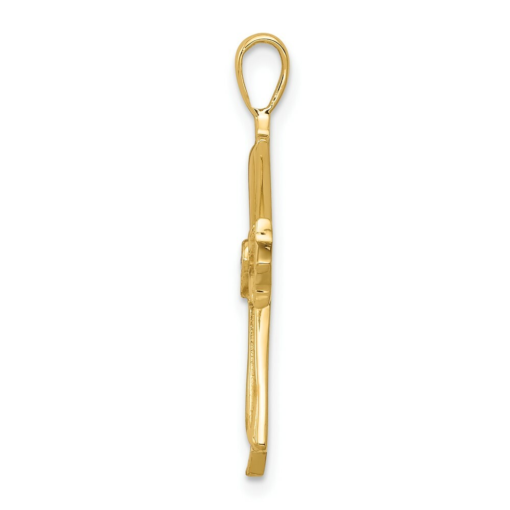 14K Yellow Gold Diamond Accent Cross Pendant
